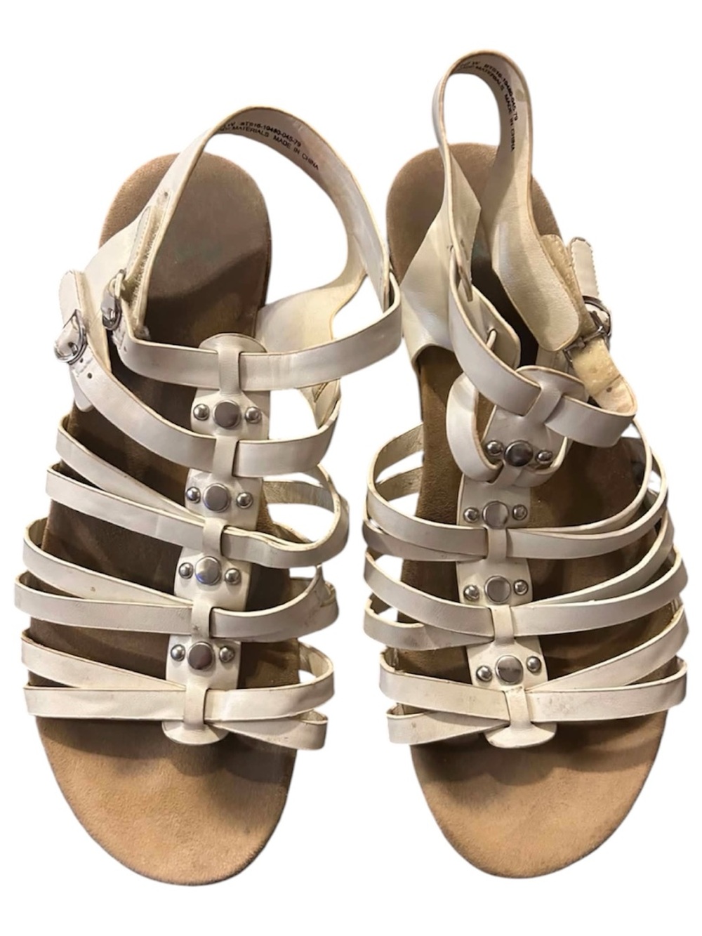 Yuu White Multi-Strap Studded Slingback Sandals